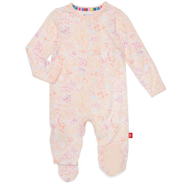 Magnetic Me Infant Girls Coral Floral Modal Magnetic Parent Favorite Footie Pajama