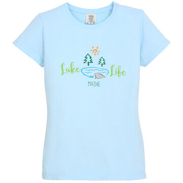 Lakeshirts Womens Blue 84 Nimbus Lake Pines Maine Short-Sleeve T-Shirt