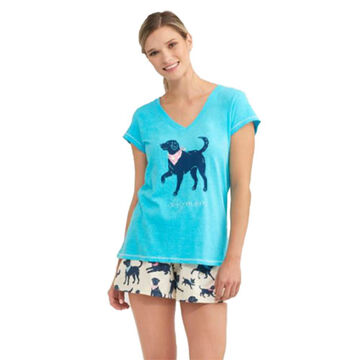 Hatley Little Blue House Womens Bandana Labs Dog Mom Sleepshirt
