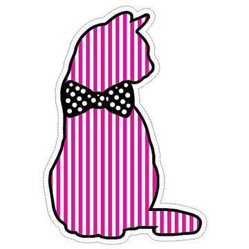 Sticker Cabana Cat w/ Polka Dot Bow Tie Mini Sticker