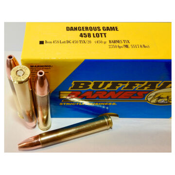 Buffalo Bore Dangerous Game 458 Lott 450 Grain Barnes TSX Rifle Ammo (20)