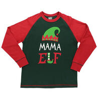 Lazy One Women's Mama Elf Men's Sizing Long-Sleeve PJ Shirt