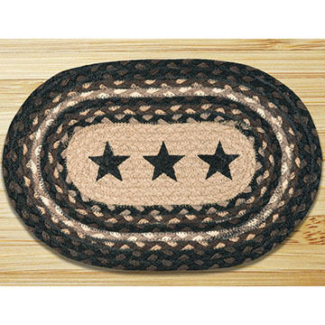 Capitol Earth Braided Oval Black Stars Printed Swatch Rug