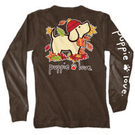 Puppie Love Men's & Women's Falling Leaves Pup Long-Sleeve T-Shirt