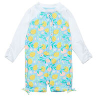 Snapper Rock Swimwear Infant Girl's Lemon Drops Long-Sleeve Sunsuit