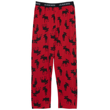 Hatley Little Blue House Mens Moose On Red Jersey Pajama Pant