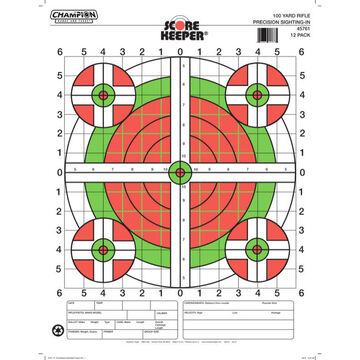 Champion Target Score Keeper 100 Yard Rifle Sight-In Bull Target - 100 Pk.