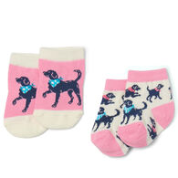 Hatley Infant Little Blue House Pink Bandana Labs Baby Sock, 2-Piece
