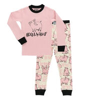Lazy One Girl's Hogs & Kisses Long-Sleeve Pajama Set, 2-Piece