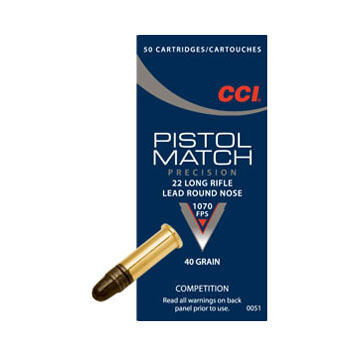 CCI Pistol Match 22 LR 40 Grain LRN Ammo (50)