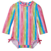 Hatley Infant Girl's Baby Rainbow Stripes Rashguard Swimsuit, One-Piece