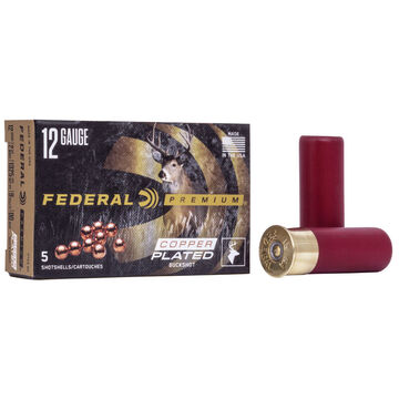 Federal Premium Buckshot 12 GA 2-3/4 9 Pellet #00 Buck Shotshell Ammo (5)