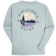 Lakeshirts Women's Blue 84 Catching Up Lake Maine Long-Sleeve T-Shirt