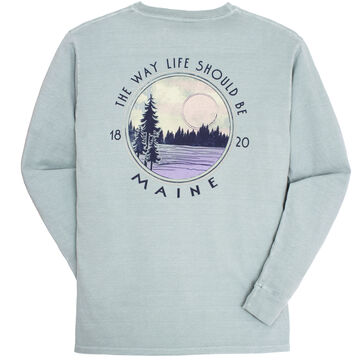 Lakeshirts Womens Blue 84 Catching Up Lake Maine Long-Sleeve T-Shirt