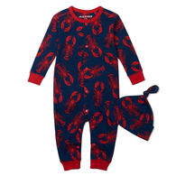 Hatley Little Blue House Infant Lobster Baby Coverall With Hat