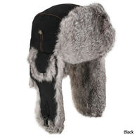 Mad Bomber Men's Supplex Nylon Bomber Hat with Grey Rabbit Fur Trim