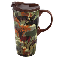Evergreen Woodland Camouflage Ceramic Travel Cup w/ Lid
