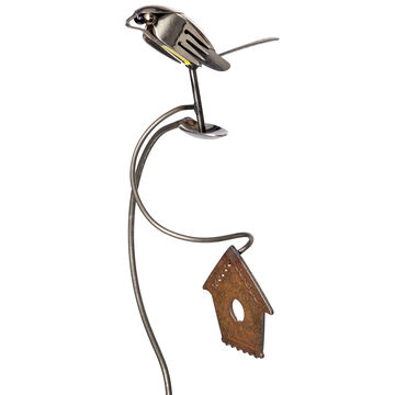 Pauls Metal Petals Brew Bird w/ Bird House Garden Stake