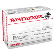 Winchester USA 9mm Luger 115 Grain FMJ Handgun Ammo (100)