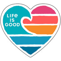 Life is Good Clean Wave Heart Die Cut Sticker