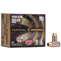 Federal Premium Personal Defense Hydra-Shok Low Recoil 380 Auto 90 Grain JHP Handgun Ammo (20)