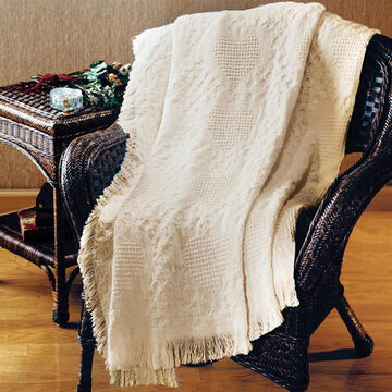 Manual Woodworkers & Weavers Basket Weave Hearts Two Layer Throw