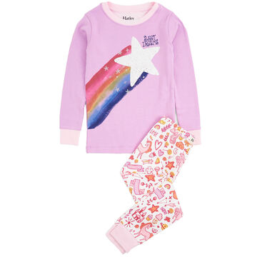 Hatley Toddler Girls Unicorn Doodles Applique Organic Cotton Pajama Set