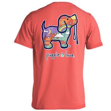 Puppie Love Womens Psychedelic Pup Short-Sleeve T-Shirt