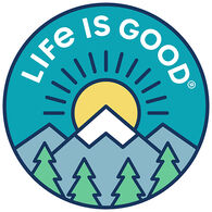 Life is Good Mountain Sunrise 4" Circle Sticker