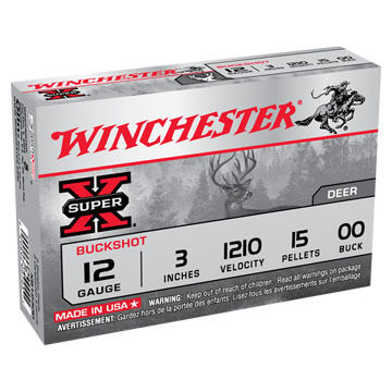 Winchester Super-X 12 GA 3 15 Pellet #00 Buckshot Ammo (5)