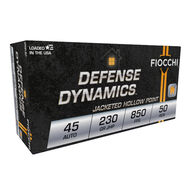 Fiocchi Defense Dynamics 45 Auto 230 Grain JHP Handgun Ammo (50)