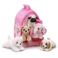 Unipak Designs Plush Pink Dog House - 6 Piece