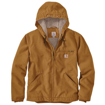 Carhartt Men's Relaxed Fit Washed Duck Sherpa-Lined Hooded Jacket ...