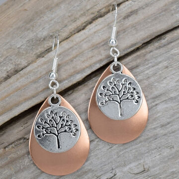 Eye Catching Jewelry Womens Silver & Copper Tree of Life Earring