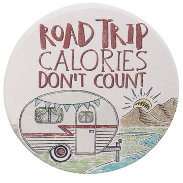 Carson Home Accents Road Trip Calories Round Car Coaster