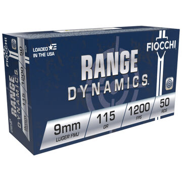 Fiocchi Range Dynamics 9mm Luger 115 Grain FMJ Handgun Ammo (50)