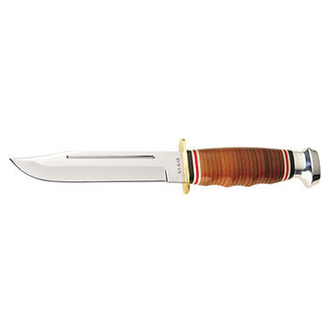 KA-BAR Leather Handle Marine Hunter Fixed Blade Knife