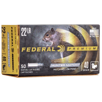 Federal Premium Hunter Match 22 LR 40 Grain HP Ammo (50)