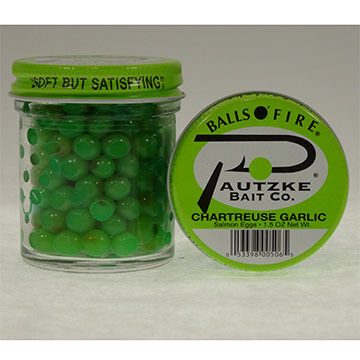 Pautzke Balls O' Fire Chartreuse Garlic Salmon Eggs Bait - 1.5 oz.