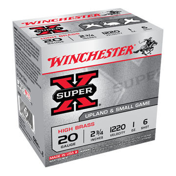 Winchester Super-X High Brass 20 GA 2-3/4 1 oz. #6 Shotshell Ammo (25)