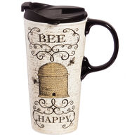 Evergreen Bee Happy Ceramic Travel Cup w/ Lid