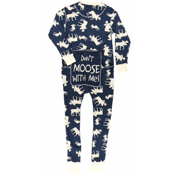 Lazy One Mens Blue Classic Moose Flapjacks Pajama