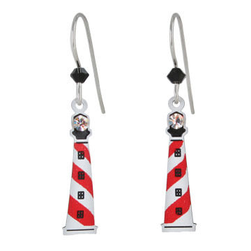 Left Hand Studios - Sienna Sky and Adajio Jewelry Womens Red and White Lighthouse Earring