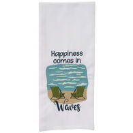 Park Designs Happiness Comes In Waves Embroidered Dish Towel