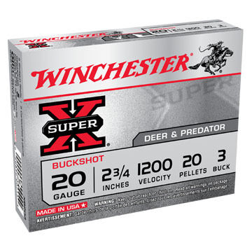 Winchester Super-X 20 GA 2-3/4 20 Pellet #3 Buckshot Ammo (5)