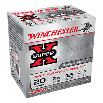 Winchester Super-X Xpert High Velocity Steel Shot 20 GA 2-3/4 3/4 oz. #7 Shotshell Ammo (25)
