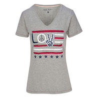 North River Women's Americana Love & Peace Flag V-Neck Short-Sleeve T-Shirt