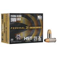 Federal Premium Personal Defense HST 9mm Luger 124 Grain JHP Handgun Ammo (20)
