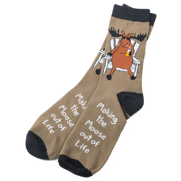 Hatley Little Blue House Mens Making The Moose Out Of Life Crew Sock