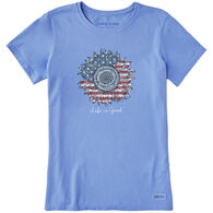 Life is Good Women's American Sunflower Crusher Short-Sleeve Shirt